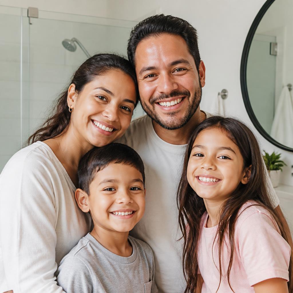 Familia latinoamericana con rutina de cuidado